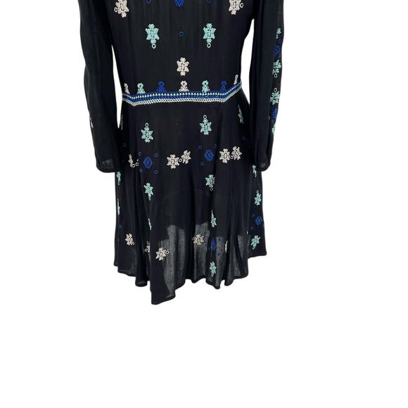 Free People Star Gazer Dress Embroidered Drawstring Blue Black Size Size XS - Picture 9 of 12